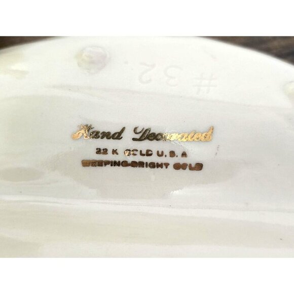 Vintage Weeping-Bright Gold Leaf-Shaped Hand Decorated Candy Dish With 22K Gold - Picture 5 of 5